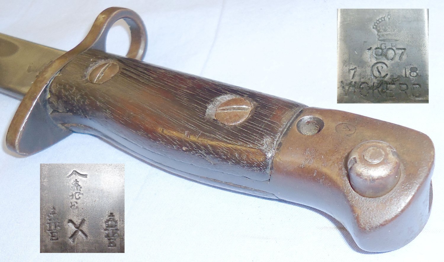 WWII Dated British 1907 Bayonet Scabbard and Frog by Manufacturer Vickers. 21602:3 Bayonet