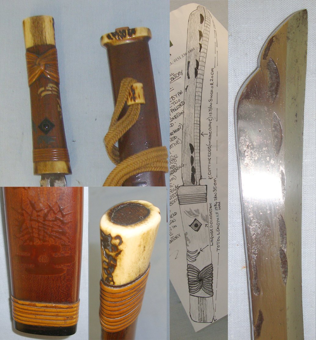 MINT**Late Edo Period Into 20th Century Japanese Samurai Nata Gardener’s Knife With Scabbard, Tasselled Cord & Expert Assessment. Sn 19377:6 Knive