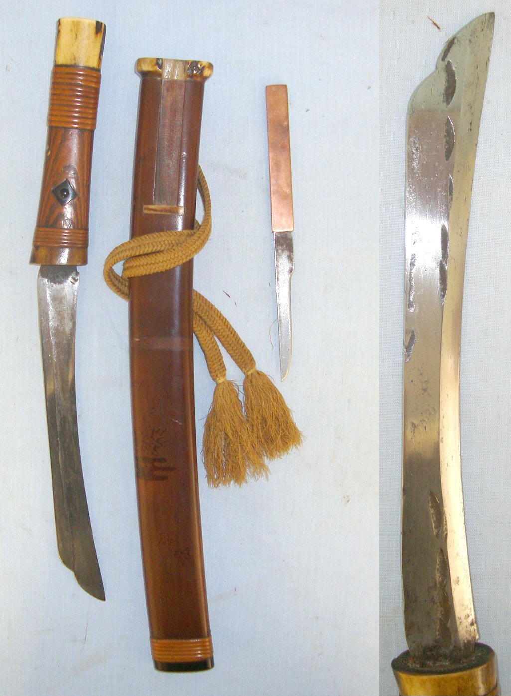  MINT**Late Edo Period Into 20th Century Japanese Samurai Nata Gardener’s Knife With Scabbard, Tasselled Cord & Expert Assessment. Sn 19377:6 Knive