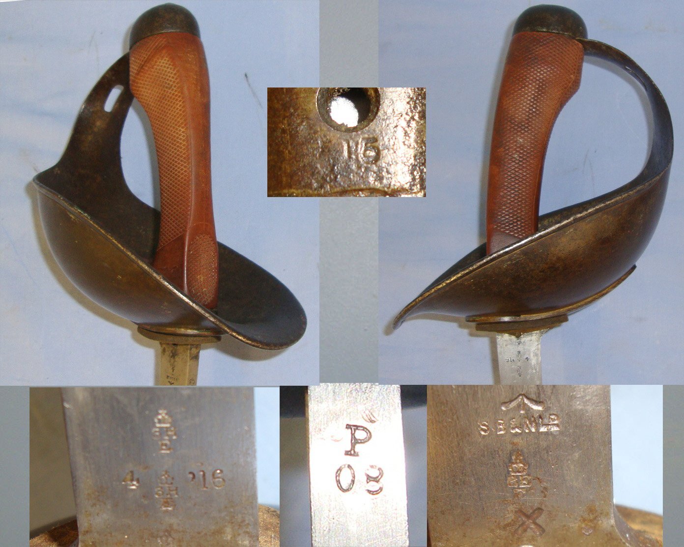WW1 1916 British WD ‘SB&N Ld’ (Sanderson Bros & Newbold Limited) 1908 Pattern Heavy Cavalry Troopers Sword & 1915 Dated Scabbard. Sn 13642 Sword