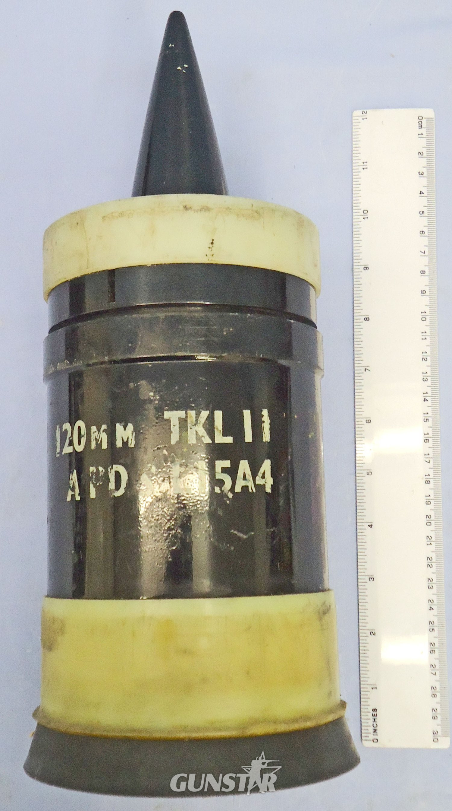 INERT DEACTIVATED. Unfired, British, 1967 Dated 120mm LII APDS/T (Armour Piercing Discarding Sabot/Trace) Projectile. Sn - 22997 INERT DEACTIVATED. Unfired, British, 1967 Dated 120mm LII APDS/T (Armour Piercing Discarding Sabot/Trace) Projectile. Sn - 22997 Various Other Ammunition - {CATEGORY} in 