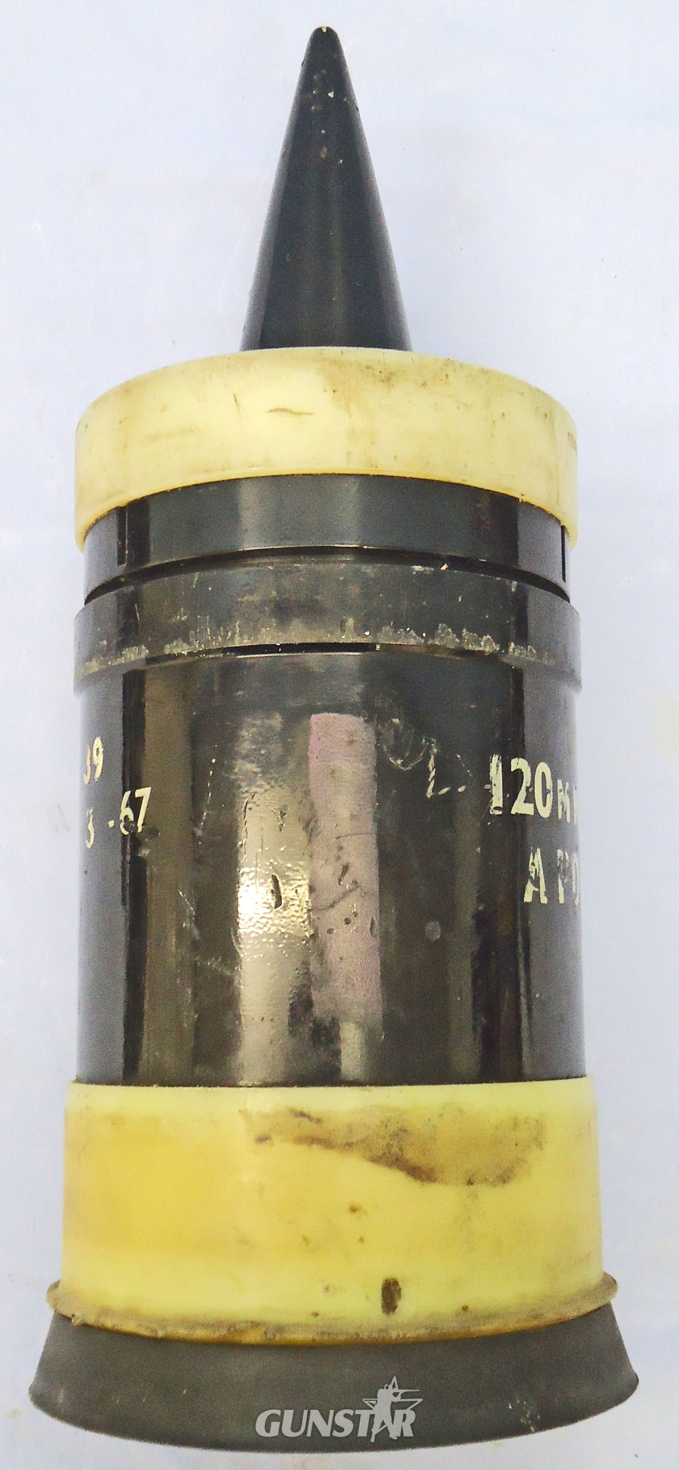 {CATEGORY} - INERT DEACTIVATED. Unfired, British, 1967 Dated 120mm LII APDS/T (Armour Piercing Discarding Sabot/Trace) Projectile. Sn - 22997 INERT DEACTIVATED. Unfired, British, 1967 Dated 120mm LII APDS/T (Armour Piercing Discarding Sabot/Trace) Projectile. Sn - 22997 Various Other Ammunition in 
