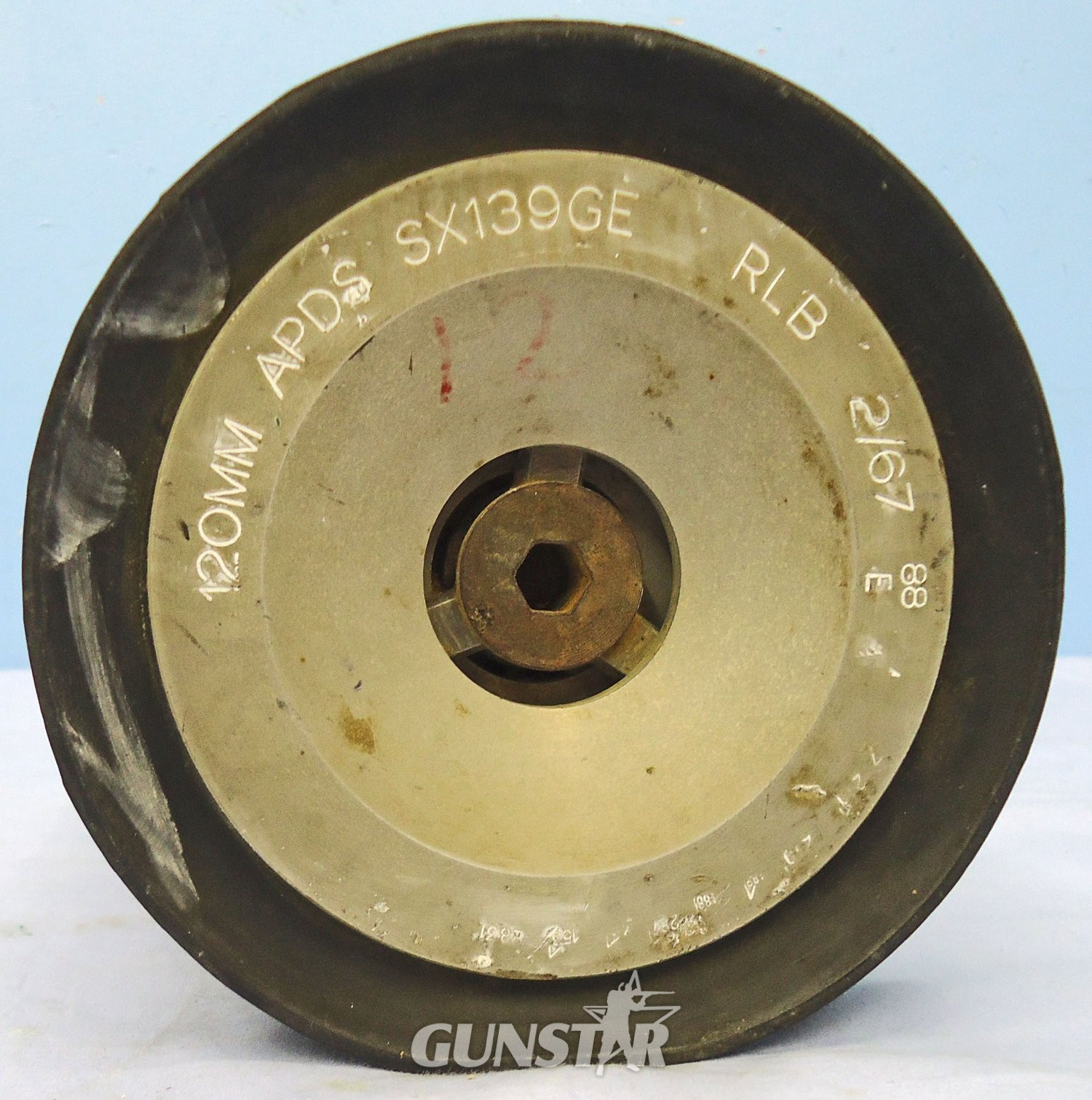 {CATEGORY} - INERT DEACTIVATED. Unfired, British, 1967 Dated 120mm LII APDS/T (Armour Piercing Discarding Sabot/Trace) Projectile. Sn - 22997 INERT DEACTIVATED. Unfired, British, 1967 Dated 120mm LII APDS/T (Armour Piercing Discarding Sabot/Trace) Projectile. Sn - 22997 Various Other Ammunition