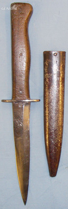WWI German Trench Knife and Metal Scabbard by Manufacturer Clement & Jung. 8424:45. Dagger in 