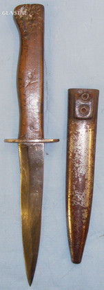  WWI German Trench Knife and Metal Scabbard by Manufacturer Clement & Jung. 8424:45. Dagger