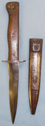  WWI German Trench Knife and Metal Scabbard by Manufacturer Clement & Jung. 8424:45. Dagger