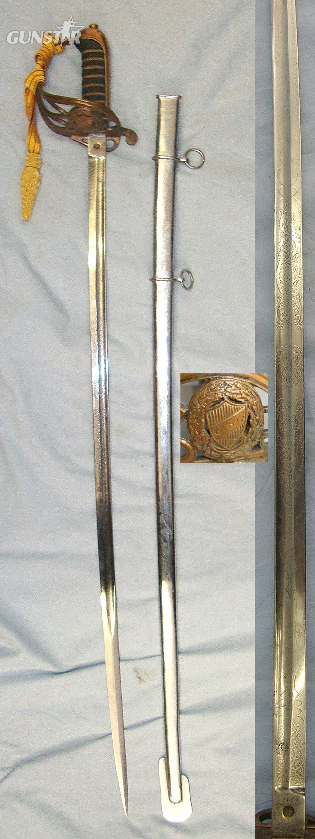 MAHDIST WAR ERA (1881-99)**Victorian British WD Mole Birmingham Egyptian Forces Contract Pattern 1827 Rifle Brigade Type Officer's Sword With Etched Blade, Cord With Portepee & Scabbard. Sn 23484:86 Sword in 