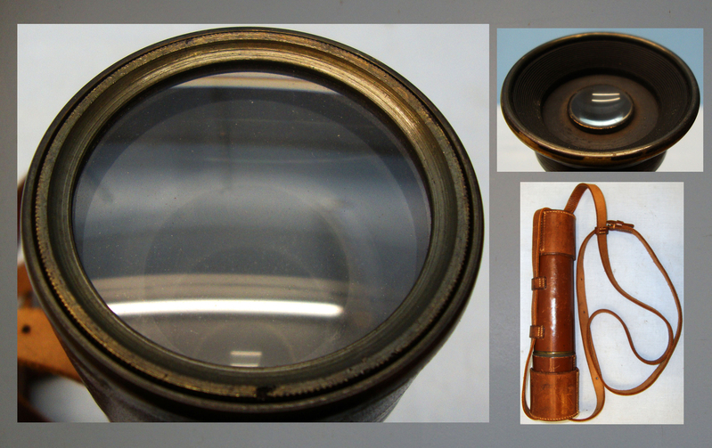 WWI 4 Draw Leather Bound Brass Telescope with Extending Sun Visor Cover by Broadhurst Clarkson & Co. OPT 820 WWI 4 Draw Leather Bound Brass Telescope with Extending Sun Visor Cover by Broadhurst Clarkson & Co. OPT 820 Other Accessory