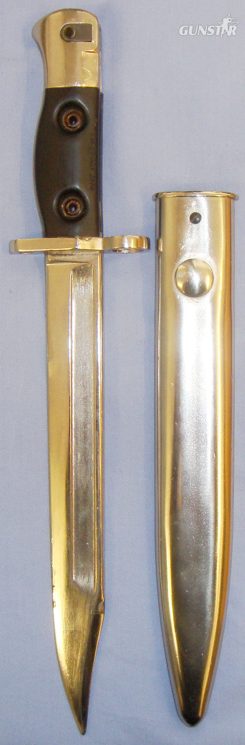 Scarce* Parade Polished British L1A4 S.L.R Bayonet and Scabbard. 20737. Bayonet in 