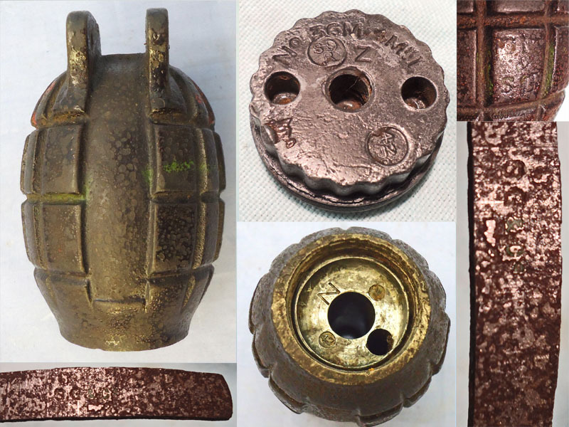 INERT DEACTIVATED WW2 1942 Dated Mills No 36M MK1, Hand Grenade. - O 1758 INERT DEACTIVATED WW2 1942 Dated Mills No 36M MK1, Hand Grenade. - O 1758  Other Ammunition