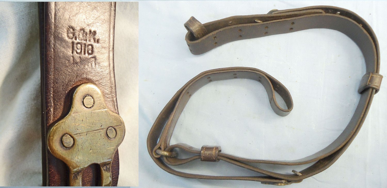  Springfield Armory American. WW1, 1918 Dated Springfield Rifle Leather & Brass Sling. Sn - 22426:69 Other Accessory