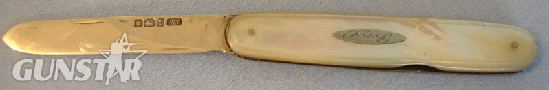 Silver Bladed Hallmarked 1908-1910 Sheffield Pocket Knife With Mother Of Pearl S Knive in 