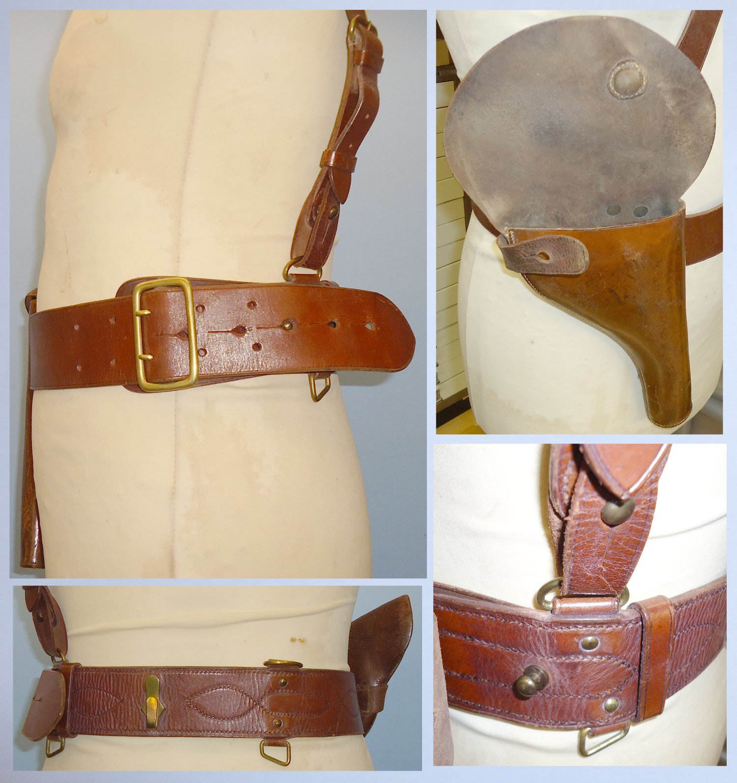  WW2 British Officer\'s Sam Browne Belt Holster for the Webley Service Revolver Mk VI and Shoulder Strap. L 345. WW2 British Officer's Sam Browne Belt Holster for the Webley Service Revolver Mk VI and Shoulder Strap. L 345.  Antique & Militaria