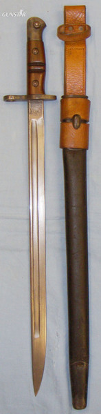 WWI British ‘P13’ MkI Sword, Bayonet Scabbard and Leather Frog. 20565:2. Bayonet in 