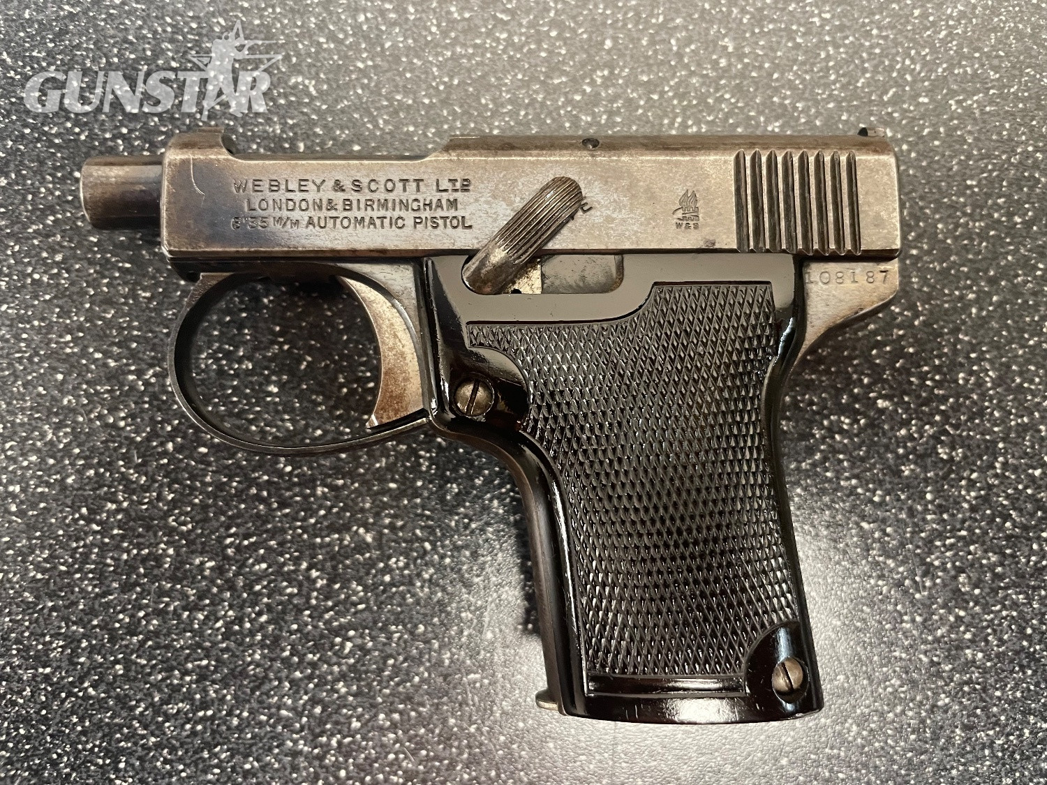 Webley & Scott 1912 25 ACP (6.35×16mmSR Browning) Semi Auto in 