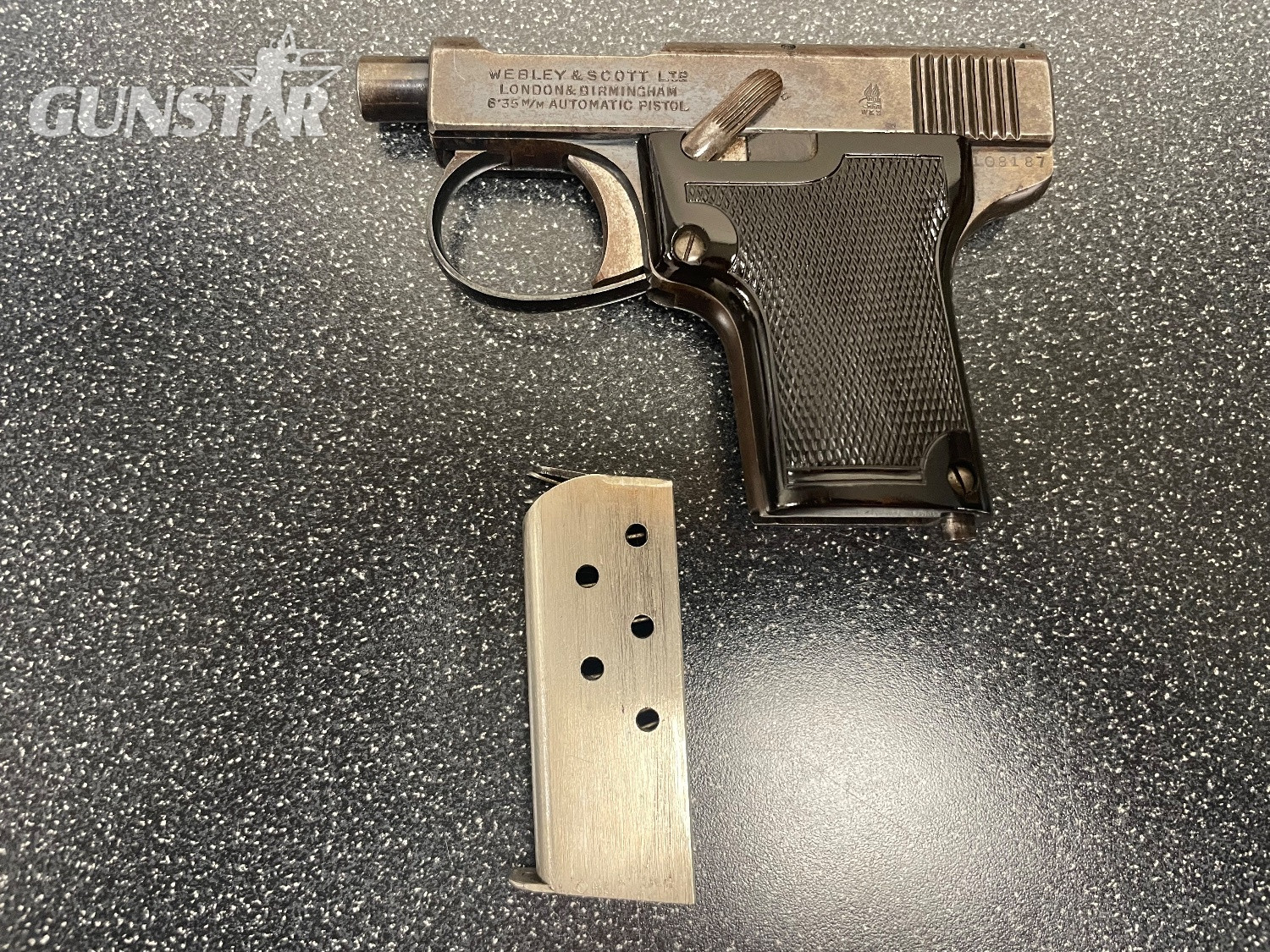 Webley & Scott 1912 25 ACP (6.35×16mmSR Browning) Semi Auto