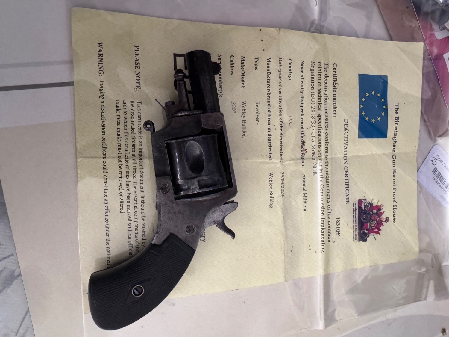 Webley / Webley & Scott Bulldog .320 Revolver Revolver