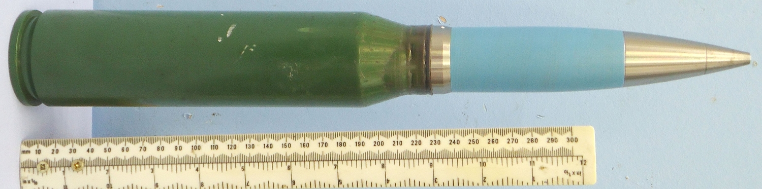 INERT DEACTIVATED. Unfired Oerlikon 35mm KDC (35x228) Practice Round. - O 2100 INERT DEACTIVATED. Unfired Oerlikon 35mm KDC (35x228) Practice Round. - O 2100  Other Ammunition - {CATEGORY} in 