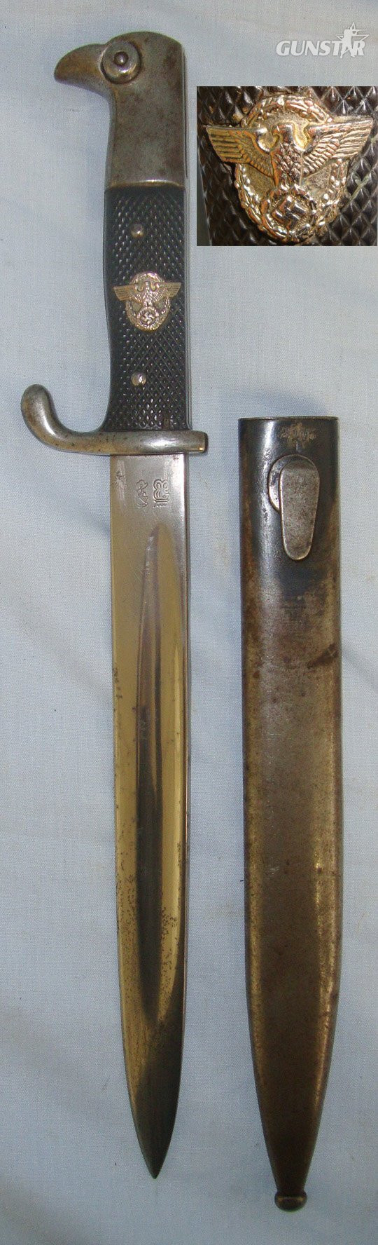 WW1 Era Weyersberg Kirschbaum & Cie (WKC) Solingen Imperial German M98 Dress Bayonet WW2 Era Nazi Police Issued & 1942 Dated Scabbard By ‘ab’. Sn 22151 Bayonet in 
