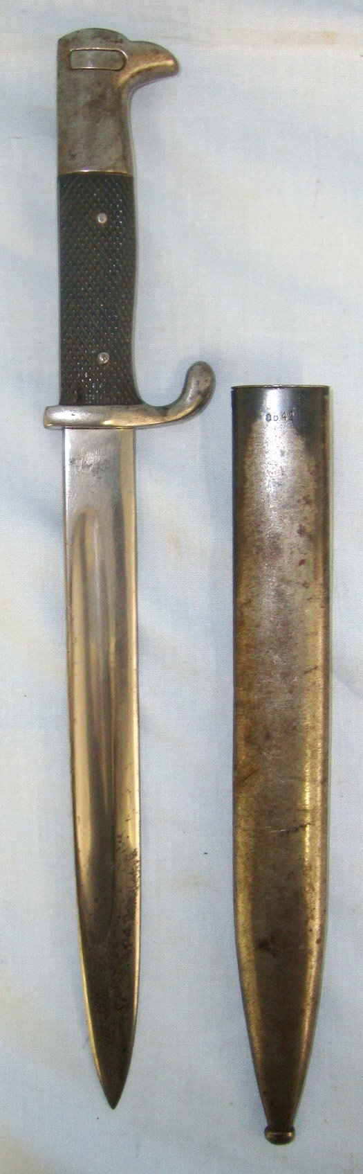  WW1 Era Weyersberg Kirschbaum & Cie (WKC) Solingen Imperial German M98 Dress Bayonet WW2 Era Nazi Police Issued & 1942 Dated Scabbard By ‘ab’. Sn 22151 Bayonet