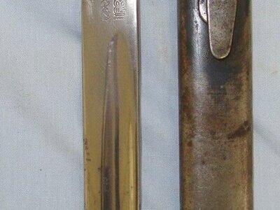 WW1 Era Weyersberg Kirschbaum & Cie (WKC) Solingen Imperial German M98 Dress Bayonet WW2 Era Nazi Police Issued & 1942 Dated Scabbard By ‘ab’. Sn 22151 Bayonet