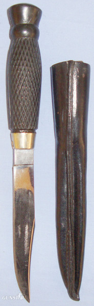 William Rodgers Of Sheffield, England Ebony Handled Bowie Knife & Black Leather Sheath. Sn 13889. Dagger in 