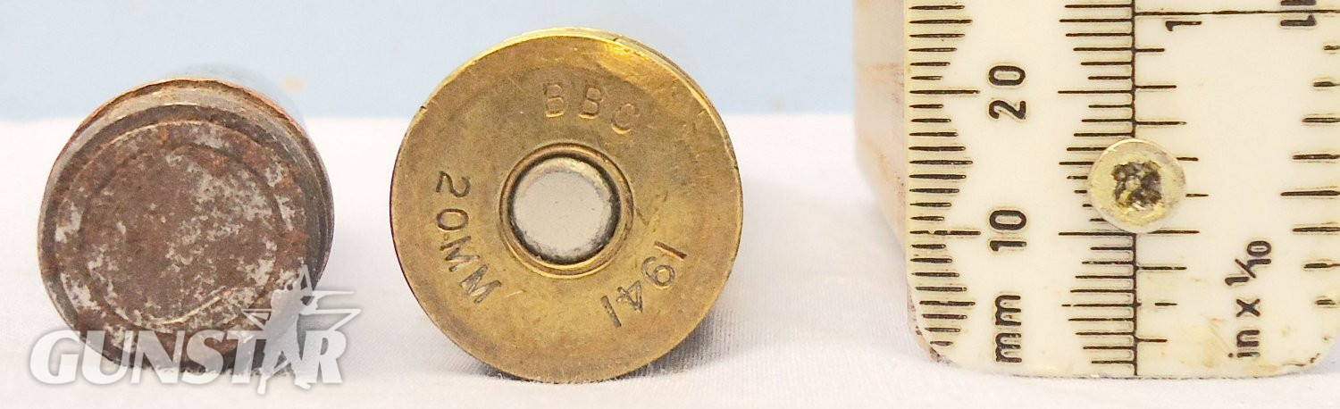 INERT DEACTIVATED. American, 1941 Dated 20mm Hispano-Suiza (20x110) HS 404 Aircraft Cannon Armour Piercing (AP) Round. - O 2262 INERT DEACTIVATED. American, 1941 Dated 20mm Hispano-Suiza (20x110) HS 404 Aircraft Cannon Armour Piercing (AP) Round. - O 2262  Other Ammunition