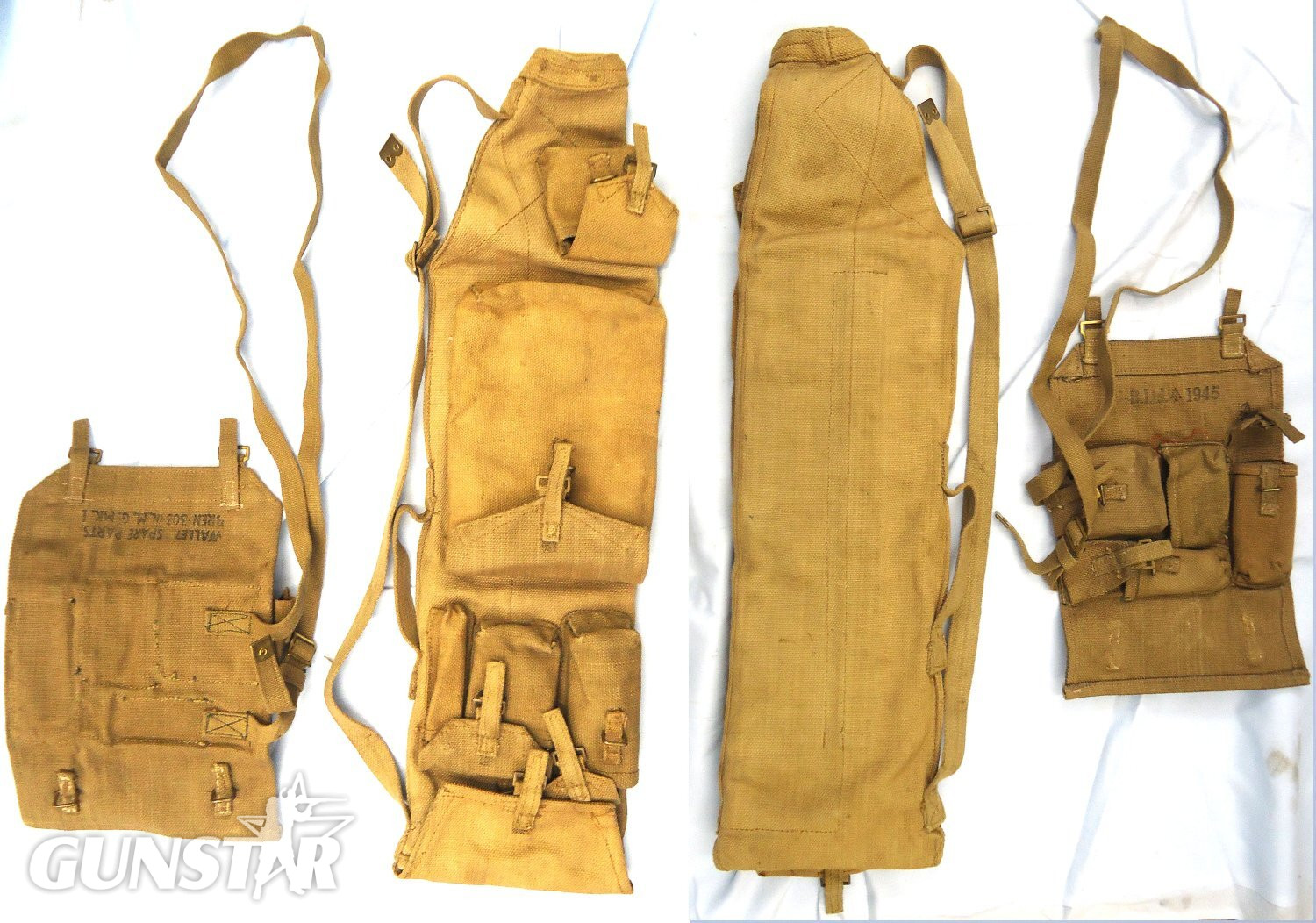  WW2, 1943 Dated, ’37 Webbing Pattern Bren Gun Parts/Spare Barrel Bag Complete with the Spare Parts Wallet and Contents. MISC 1023 WW2, 1943 Dated, ’37 Webbing Pattern Bren Gun Parts/Spare Barrel Bag Complete with the Spare Parts Wallet and Contents. MISC 1023 Various  Machine Gun