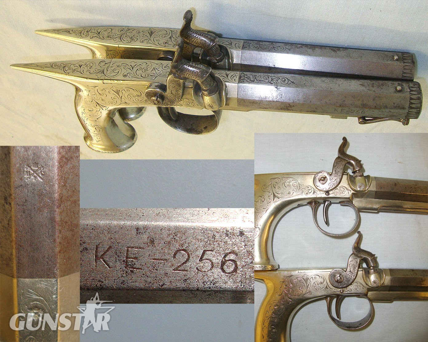 1830 Pair Of Scottish Form 54 Bore German Silver & Steel Construction Saw Handle Percussion Pistols With 1843-1846 Irish Registration Marks ‘KE-256’(County Kerry) Octagonal Barrels & Captive Steel Ram Rods. Sn 18241 percussion pistols .54 Cal Muzzleloader Single Shot in 