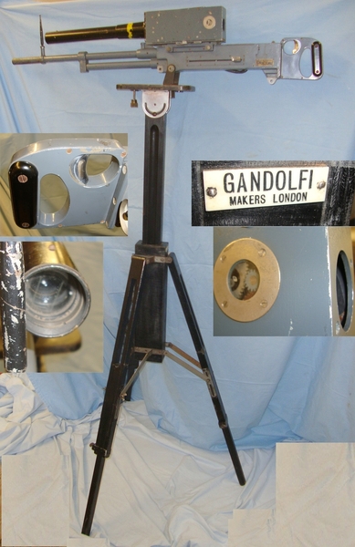  WW2 Era British Air Ministry Williamson Co. London & Reading Air Gunner / Pilot Training G45 Electric Camera Gun, With Film Cassette & Later Display Tripod By Gandolfi London Antique & Militaria