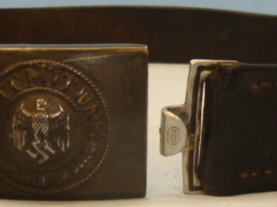 A WWII Nazi German Army Buckle and Leather Belt imprinted - ‘GOTT MIT UNS’ ‘God  A WWII Nazi German Army Buckle and Leather Belt imprinted - ‘GOTT MIT UNS’ ‘God  Clothing