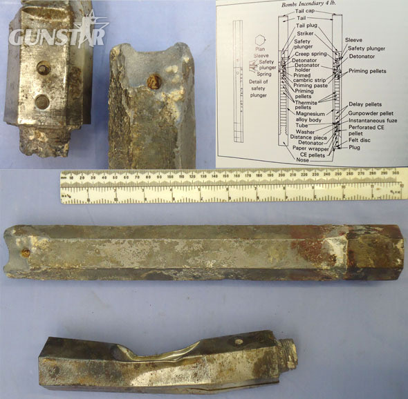INERT DEACTIATED. British, WW2, Rare, 4 Pound Incendiary Bomb. O 1886 INERT DEACTIATED. British, WW2, Rare, 4 Pound Incendiary Bomb. O 1886  Other Ammunition