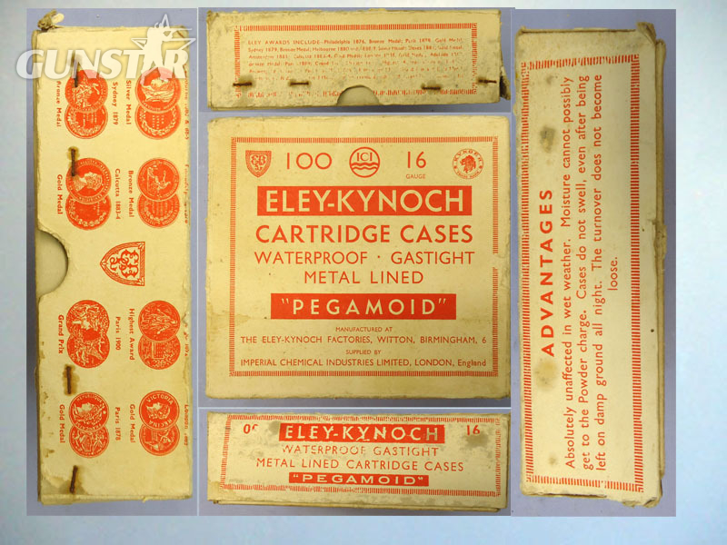  Gamo Vintage 100 Cartridge Box Of Eley-Kynoch PEGAMOID 16 Bore EC Purdey Loading Number 6 Shot, Centre Fire Waterproof Shotgun Cartridges. - O 2036  Other Ammunition