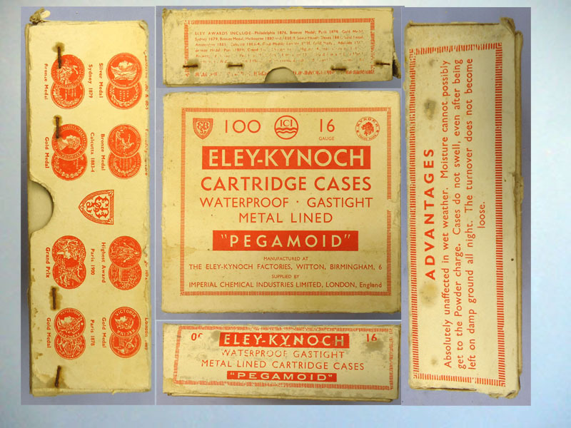  Gamo Vintage 100 Cartridge Box Of Eley-Kynoch PEGAMOID 16 Bore EC Purdey Loading Number 6 Shot, Centre Fire Waterproof Shotgun Cartridges. - O 2036  Other Ammunition