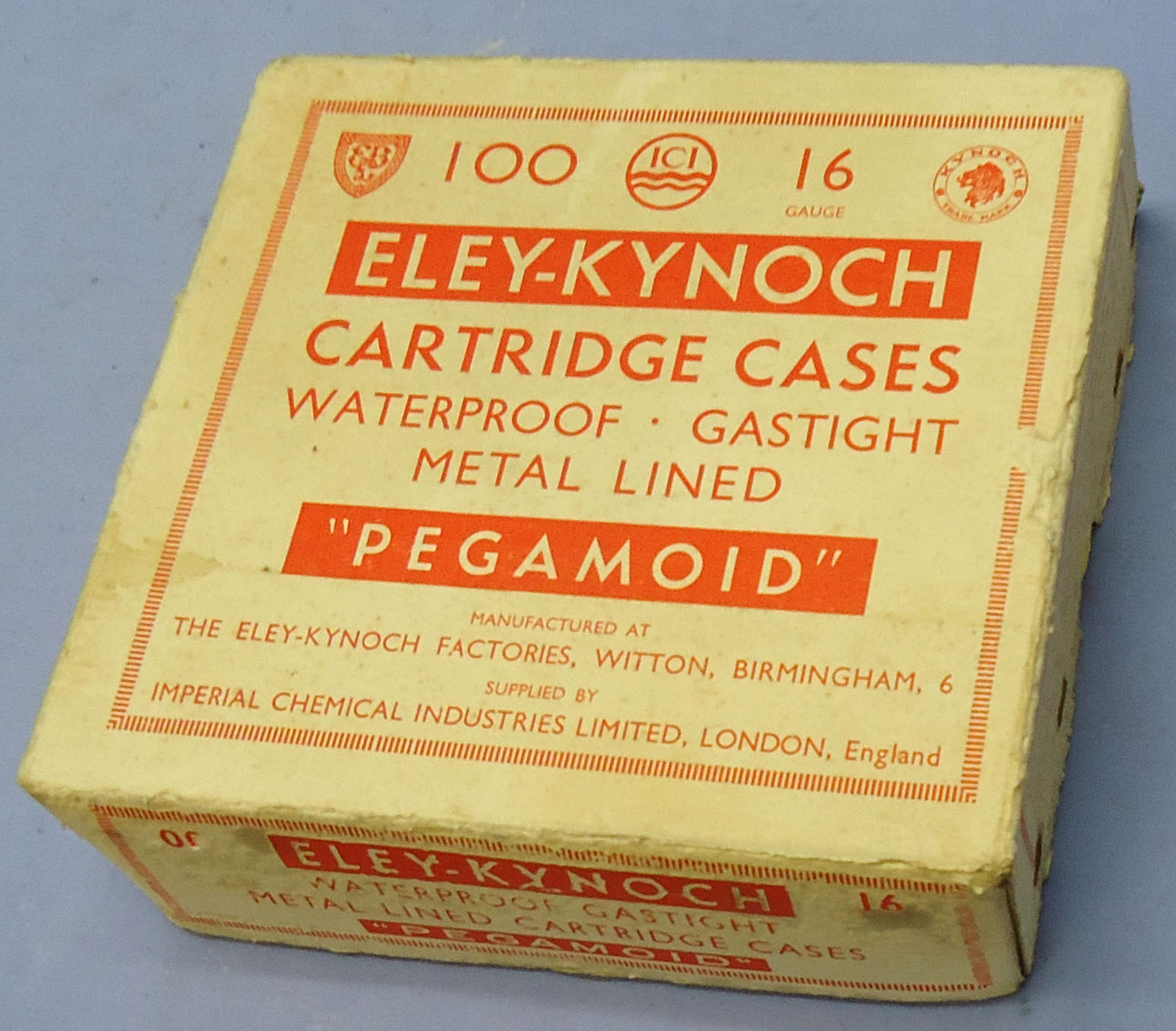 Gamo Vintage 100 Cartridge Box Of Eley-Kynoch PEGAMOID 16 Bore EC Purdey Loading Number 6 Shot, Centre Fire Waterproof Shotgun Cartridges. - O 2036  Other Ammunition - {CATEGORY} in 