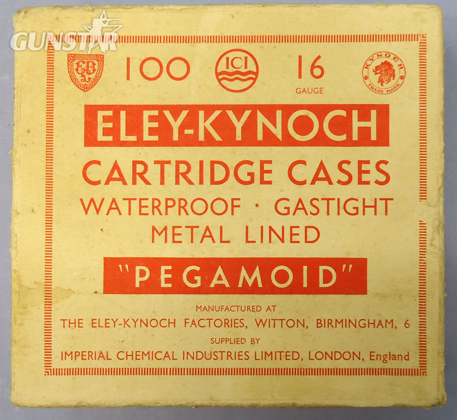 Gamo Vintage 100 Cartridge Box Of Eley-Kynoch PEGAMOID 16 Bore EC Purdey Loading Number 6 Shot, Centre Fire Waterproof Shotgun Cartridges. - O 2036  Other Ammunition - {CATEGORY}