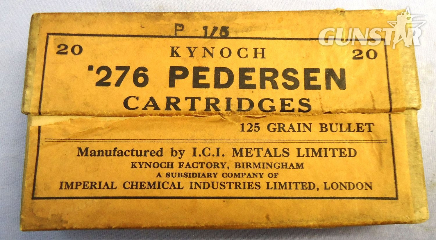 Kynoch INERT DEACTIVATED. British, RARE, KYNOCH made, 1930 Dated, 20 Round Packet of .276 Peterson (7x51) Ball Ammunition for the American .276 Pederson Trials Rifle. Sn - 22787:18  Other Ammunition - {CATEGORY}