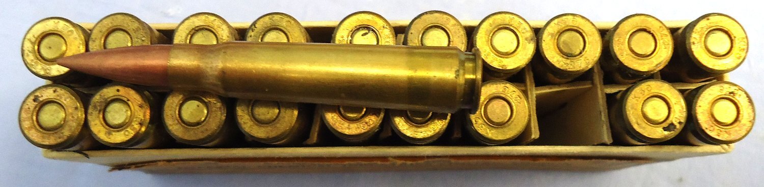 Kynoch INERT DEACTIVATED. British, RARE, KYNOCH made, 1930 Dated, 20 Round Packet of .276 Peterson (7x51) Ball Ammunition for the American .276 Pederson Trials Rifle. Sn - 22787:18  Other Ammunition