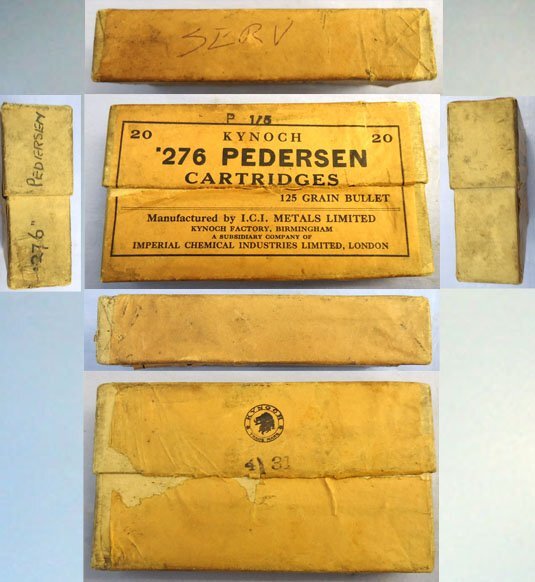  Kynoch INERT DEACTIVATED. British, RARE, KYNOCH made, 1930 Dated, 20 Round Packet of .276 Peterson (7x51) Ball Ammunition for the American .276 Pederson Trials Rifle. Sn - 22787:18  Other Ammunition