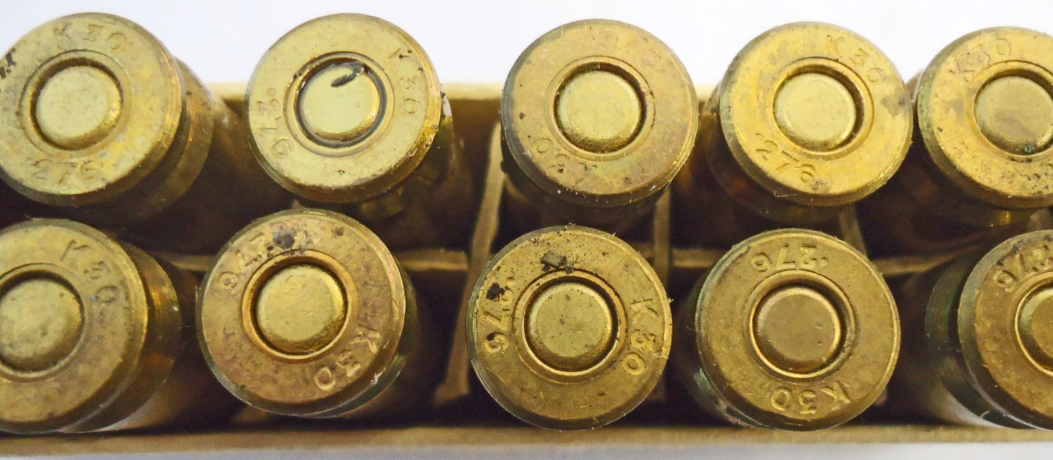 Kynoch INERT DEACTIVATED. British, RARE, KYNOCH made, 1930 Dated, 20 Round Packet of .276 Peterson (7x51) Ball Ammunition for the American .276 Pederson Trials Rifle. Sn - 22787:18  Other Ammunition - {CATEGORY} in 
