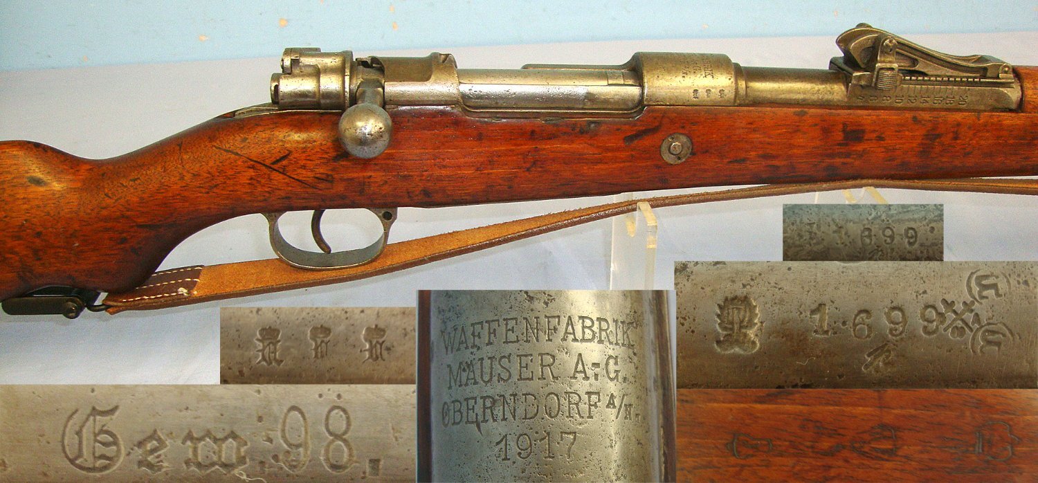 WW1 1917 Imperial German Mauser G98 7.92mm Calibre Infantry Rifle With Removable Brass Muzzle Protector Cover & Sling**COCKS & DRY FIRES VERY EARLY UK 1989 DEACTIVATION** Sn 23484:55 deactivated rifle Bolt Action None Rifle
