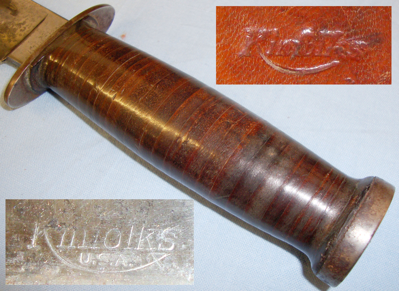Scarce* WWII Fighting Knife by Maker ‘Kinfolks’ and Sheath. 20195. Hunting Knive