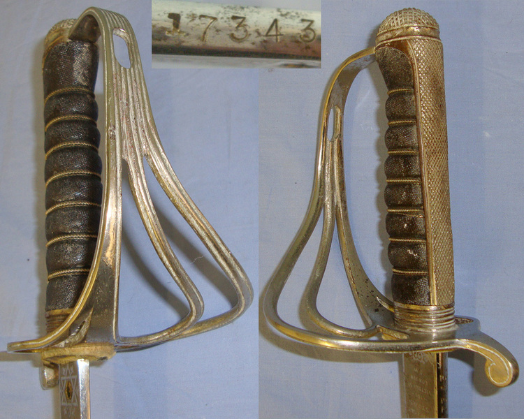 WW2 Era 1939 British Officer’s Army & Navy Stores London 1821 Pattern Presentation Sword With Etched Blade To ‘Lieut P.T Bevan RASC (Royal Army Service Corps) To Lieut T.H Wilkinson 1.5.39’ With Leather Covered Field Service Scabbard. Sword