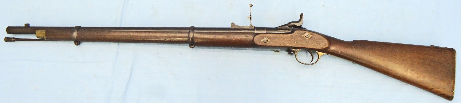 Royal Small Arms Factory (Enfield) Enfield, 1860 Dated, Snider 2 Band .577 Obsolete Calibre Short Rifle, Chained Nipple Protector & 1 x Inert Deactivated Round Marked to; the 66th Regiment of Foot. - A 1124 Single Shot .577 Snider Rifle - {CATEGORY}