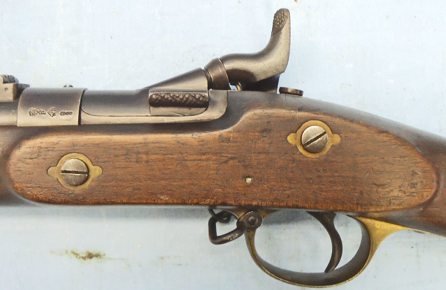 {CATEGORY} - Royal Small Arms Factory (Enfield) Enfield, 1860 Dated, Snider 2 Band .577 Obsolete Calibre Short Rifle, Chained Nipple Protector & 1 x Inert Deactivated Round Marked to; the 66th Regiment of Foot. - A 1124 Single Shot .577 Snider Rifle in 