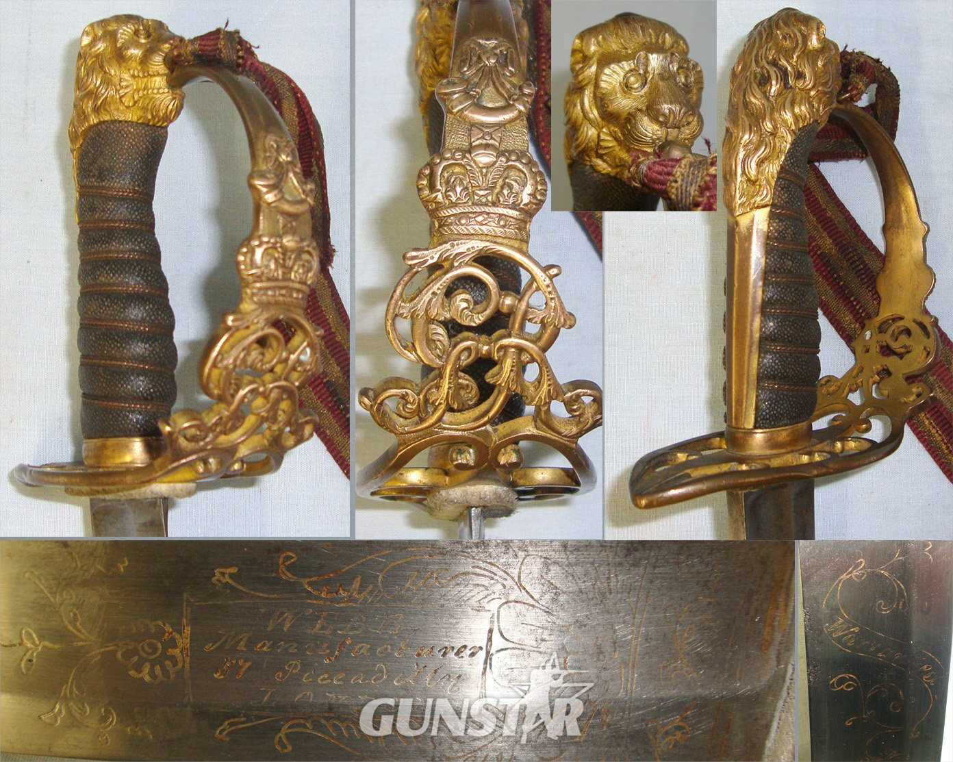 VERY RARE**NAPOLEONIC PENINSULAR WARS ERA**British Webb 57 Piccadilly London 1803 Pattern Light Infantry Flank Officer’s Sword With Blued & Etched Warranted Sabre Blade, Remnant Of Original Officer’s Cord & Scabbard. Sn 22823 Sword
