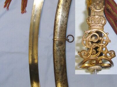 VERY RARE**NAPOLEONIC PENINSULAR WARS ERA**British Webb 57 Piccadilly London 1803 Pattern Light Infantry Flank Officer’s Sword With Blued & Etched Warranted Sabre Blade, Remnant Of Original Officer’s Cord & Scabbard. Sn 22823 Sword