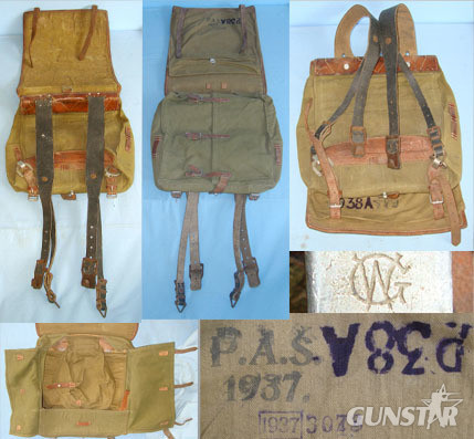 Bernard Meyer Gronau German Military / Hitler Youth Leather Trimmed Waxed Khaki Canvas Haversack by B Other Accessory in 