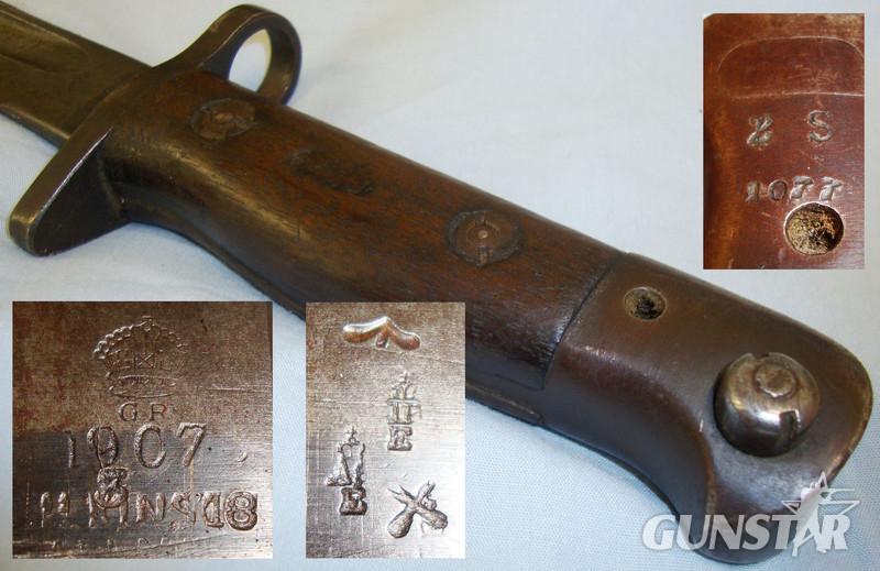 WWII 1918 Dated 1907 Pattern British ‘Wilkinson’ Regimentally Stamped Bayonet and No1 MkII Double Seamed Leather Scabbard. BAYO 6283. Bayonet