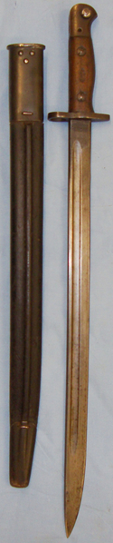  WWII 1918 Dated 1907 Pattern British ‘Wilkinson’ Regimentally Stamped Bayonet and No1 MkII Double Seamed Leather Scabbard. BAYO 6283. Bayonet